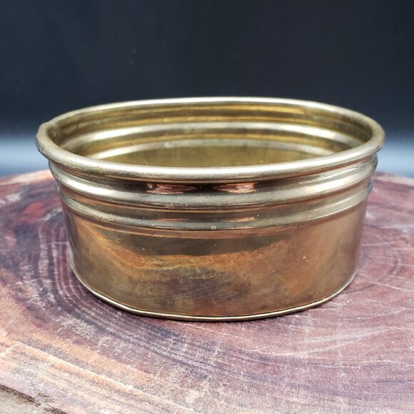 Vintage Hosley Solid Brass Oval Bowl Dish 4.5" Handcrafted India Small Decor - Picture 1 of 8